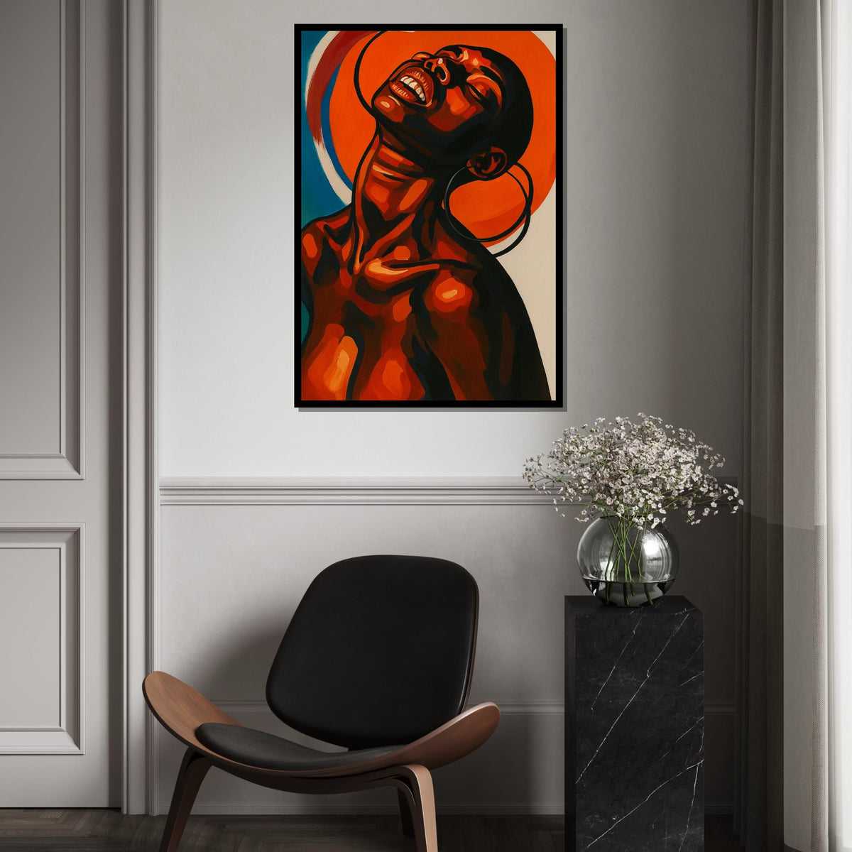 Afrocentric Canvas Art, Bold African Woman Portrait, Modern Wall Art, Vibrant Black Woman Painting, Contemporary Home Decor