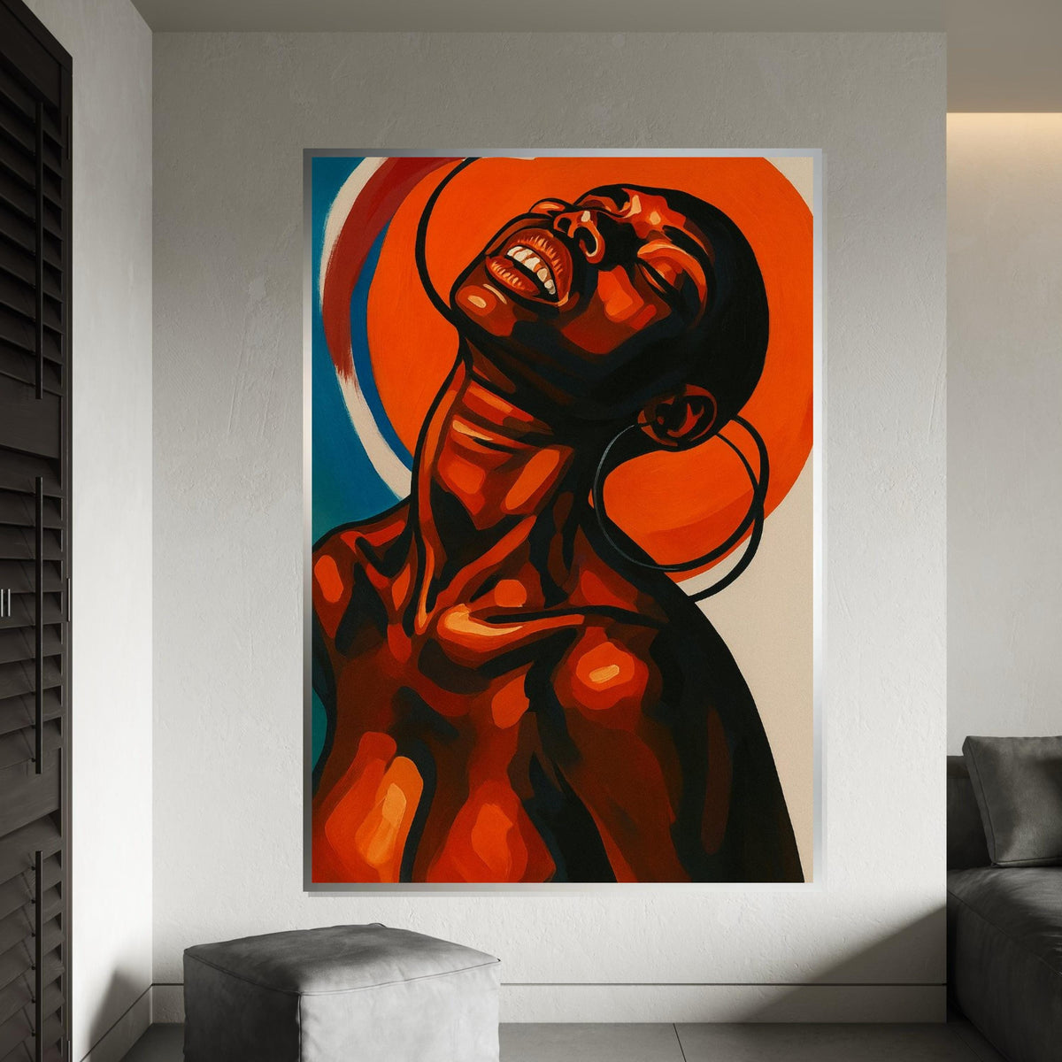 Afrocentric Canvas Art, Bold African Woman Portrait, Modern Wall Art, Vibrant Black Woman Painting, Contemporary Home Decor
