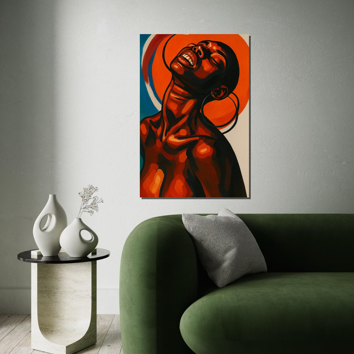 Afrocentric Canvas Art, Bold African Woman Portrait, Modern Wall Art, Vibrant Black Woman Painting, Contemporary Home Decor