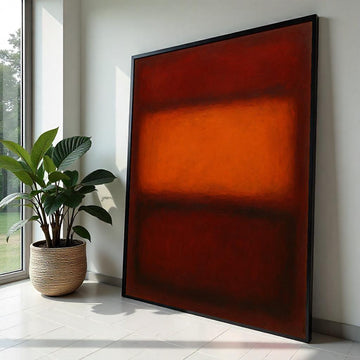 Orange & Deep Red Abstract Canvas Print – Rothko Inspired Minimalist Large Wall Art, Mid-Century Modern Painting for Living Room