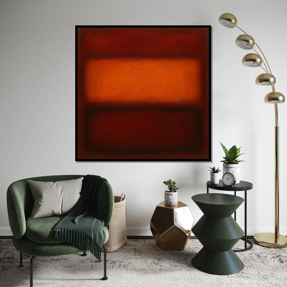 Orange & Deep Red Abstract Canvas Print – Rothko Inspired Minimalist Large Wall Art, Mid-Century Modern Painting for Living Room