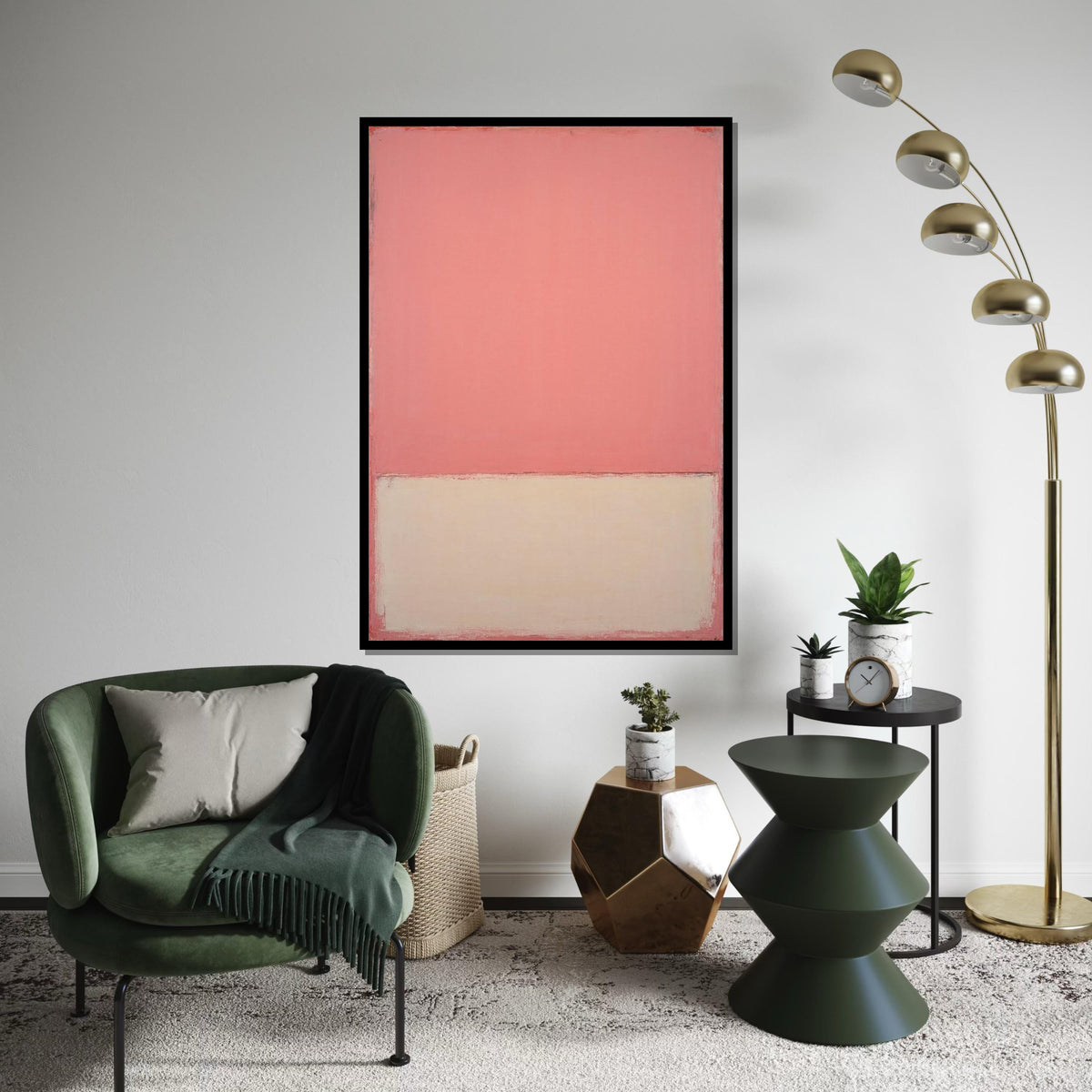 Blush Pink,Cream Abstract Canvas Print, Rothko Inspired Large Minimalist Wall Art, Modern Living Room Bedroom Decor