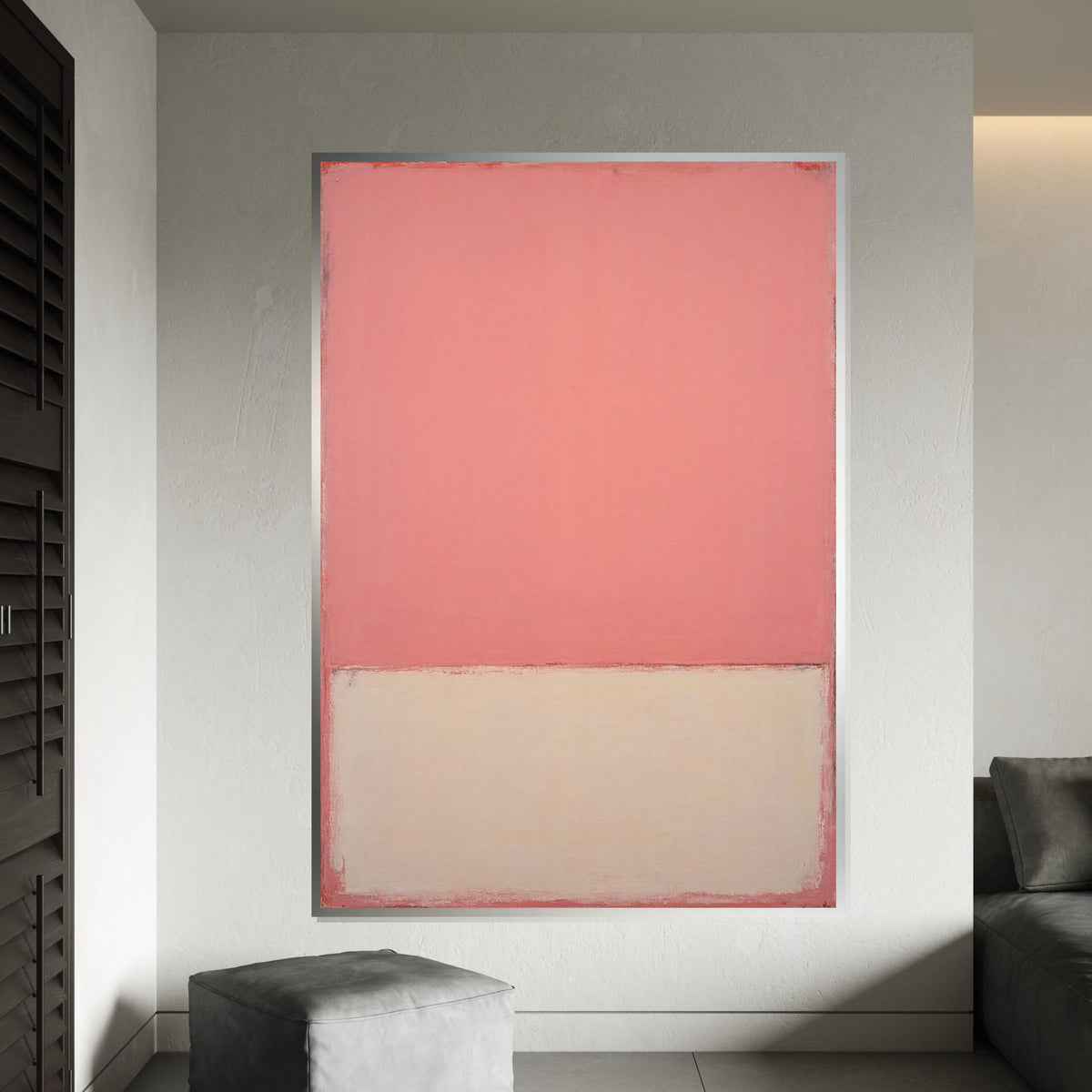 Blush Pink,Cream Abstract Canvas Print, Rothko Inspired Large Minimalist Wall Art, Modern Living Room Bedroom Decor