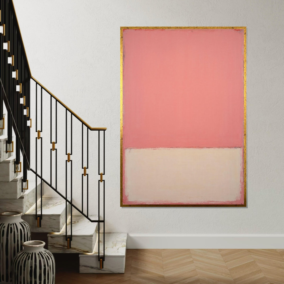 Blush Pink,Cream Abstract Canvas Print, Rothko Inspired Large Minimalist Wall Art, Modern Living Room Bedroom Decor