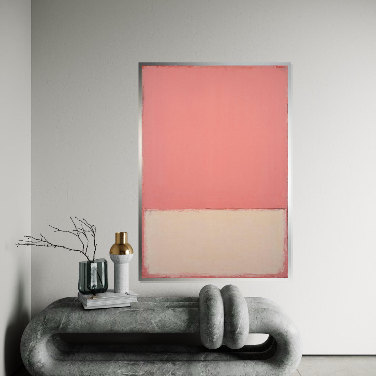 Blush Pink,Cream Abstract Canvas Print, Rothko Inspired Large Minimalist Wall Art, Modern Living Room Bedroom Decor