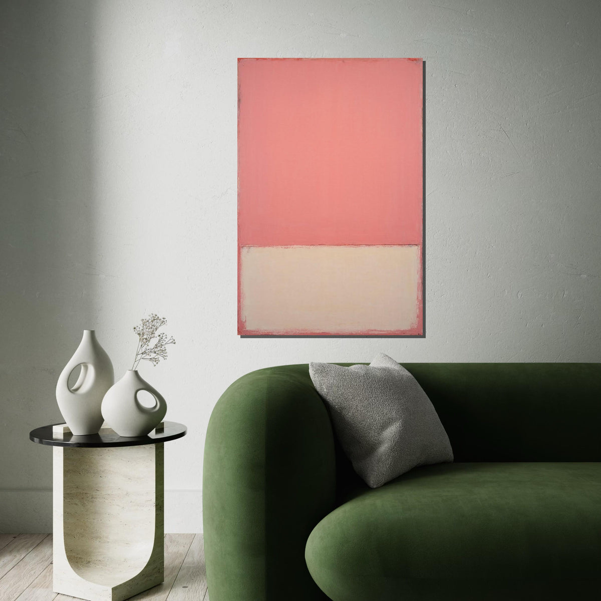 Blush Pink,Cream Abstract Canvas Print, Rothko Inspired Large Minimalist Wall Art, Modern Living Room Bedroom Decor