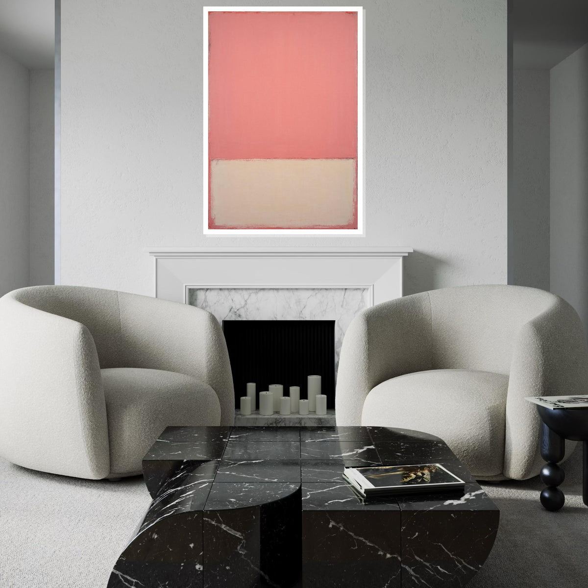 Blush Pink,Cream Abstract Canvas Print, Rothko Inspired Large Minimalist Wall Art, Modern Living Room Bedroom Decor