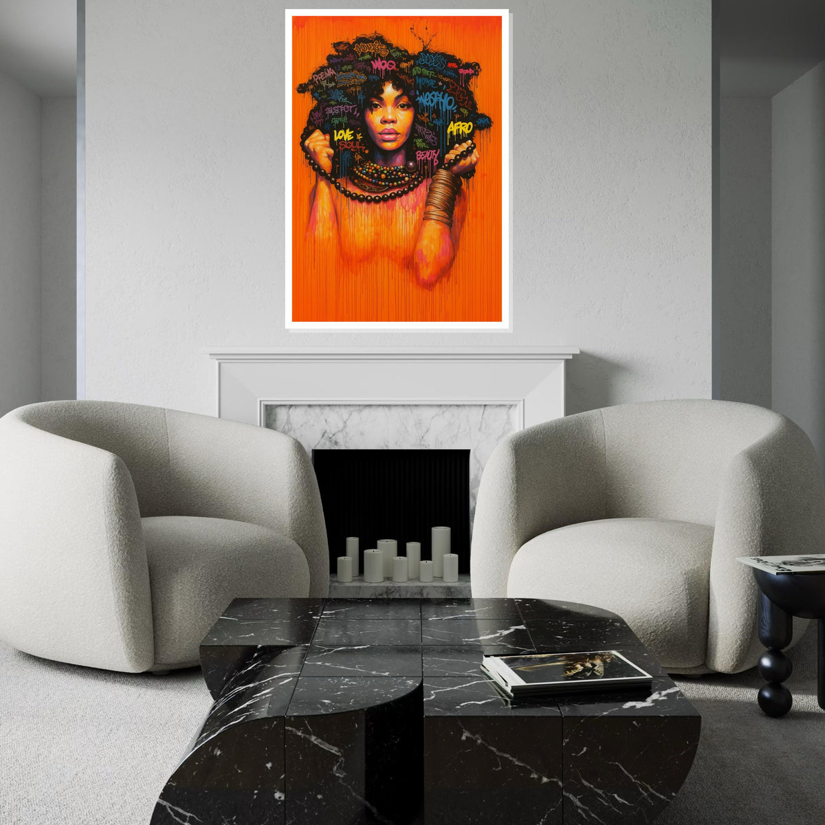 Afro Graffiti Woman Canvas Print,Colorful Urban Street Art Portrait, Black Girl Empowerment Wall Decor, Pop Art Spray Painting