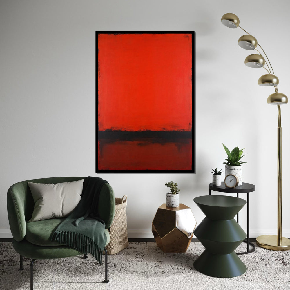 Red, Black Abstract Canvas Print,Rothko Inspired Large Minimalist Wall Art, Modern Crimson Painting for Living Room Decor