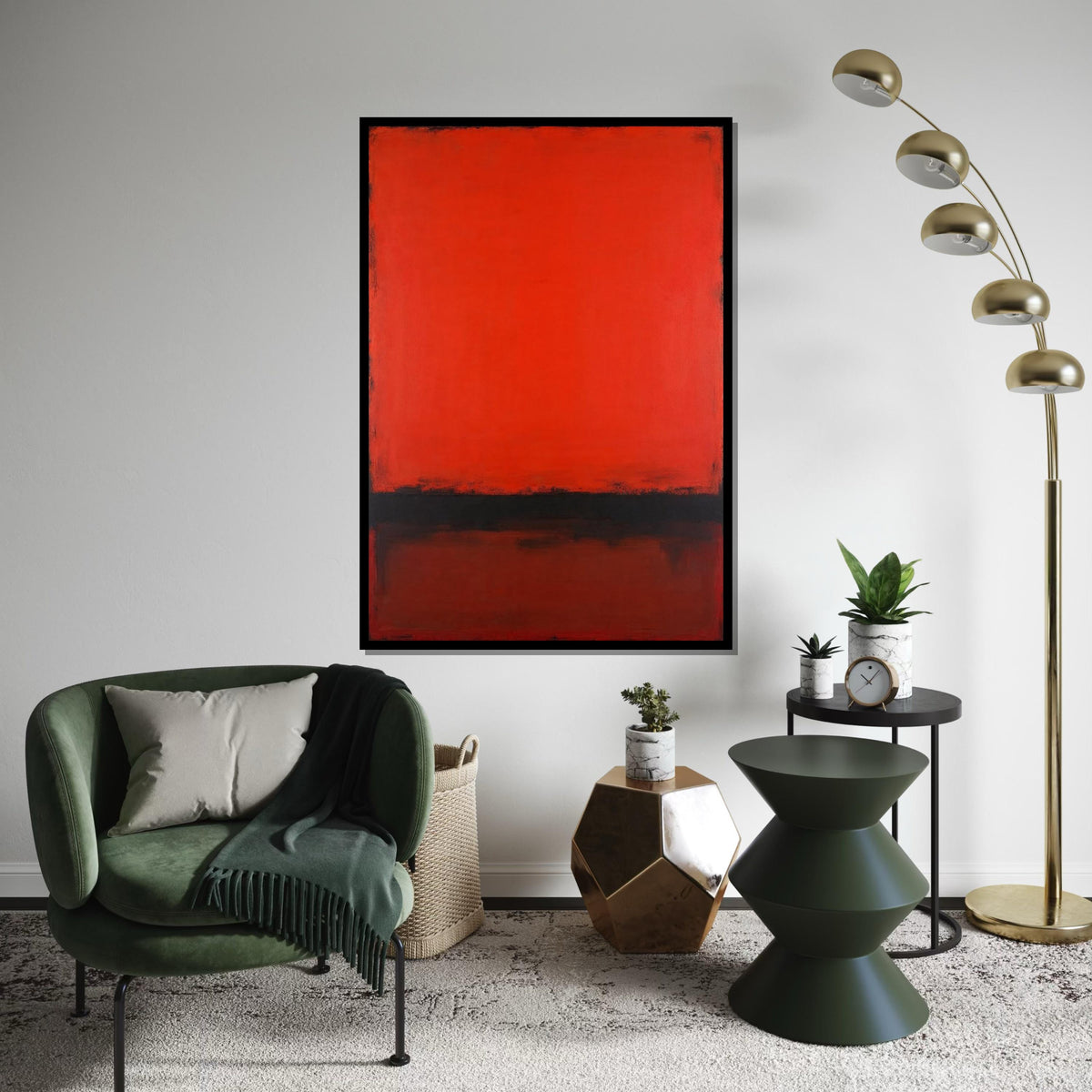 Red, Black Abstract Canvas Print,Rothko Inspired Large Minimalist Wall Art, Modern Crimson Painting for Living Room Decor