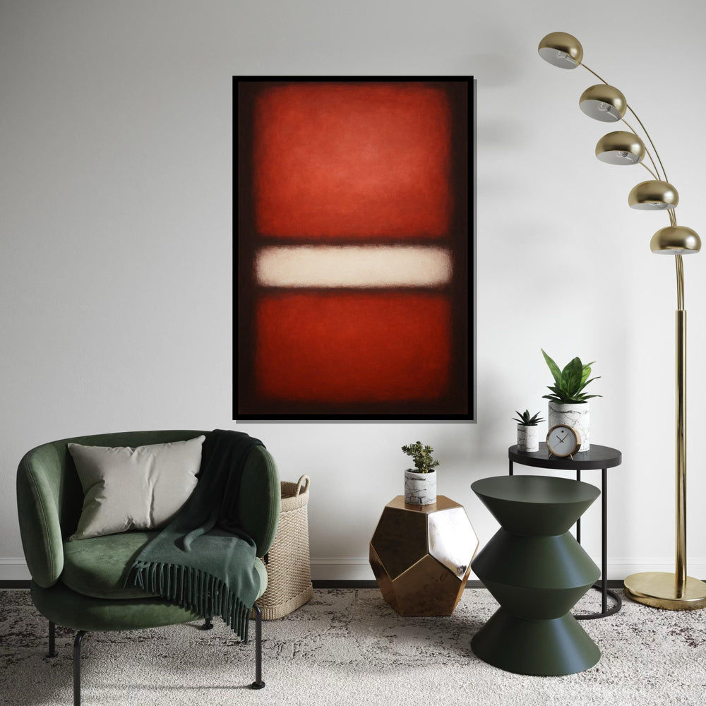 Red,White Stripe Abstract Canvas, Rothko Inspired Large Minimalist Wall Art, Bold Crimson Painting for Living Room Decor