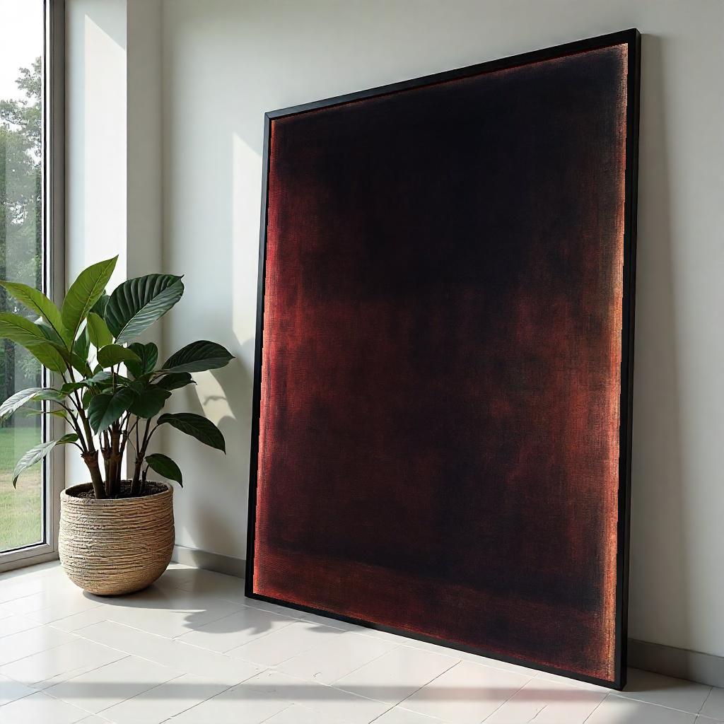 Dark Burgundy,Black Abstract Canvas Print, Rothko Inspired Minimalist Large Wall Art for Living Room Bedroom Office Decor