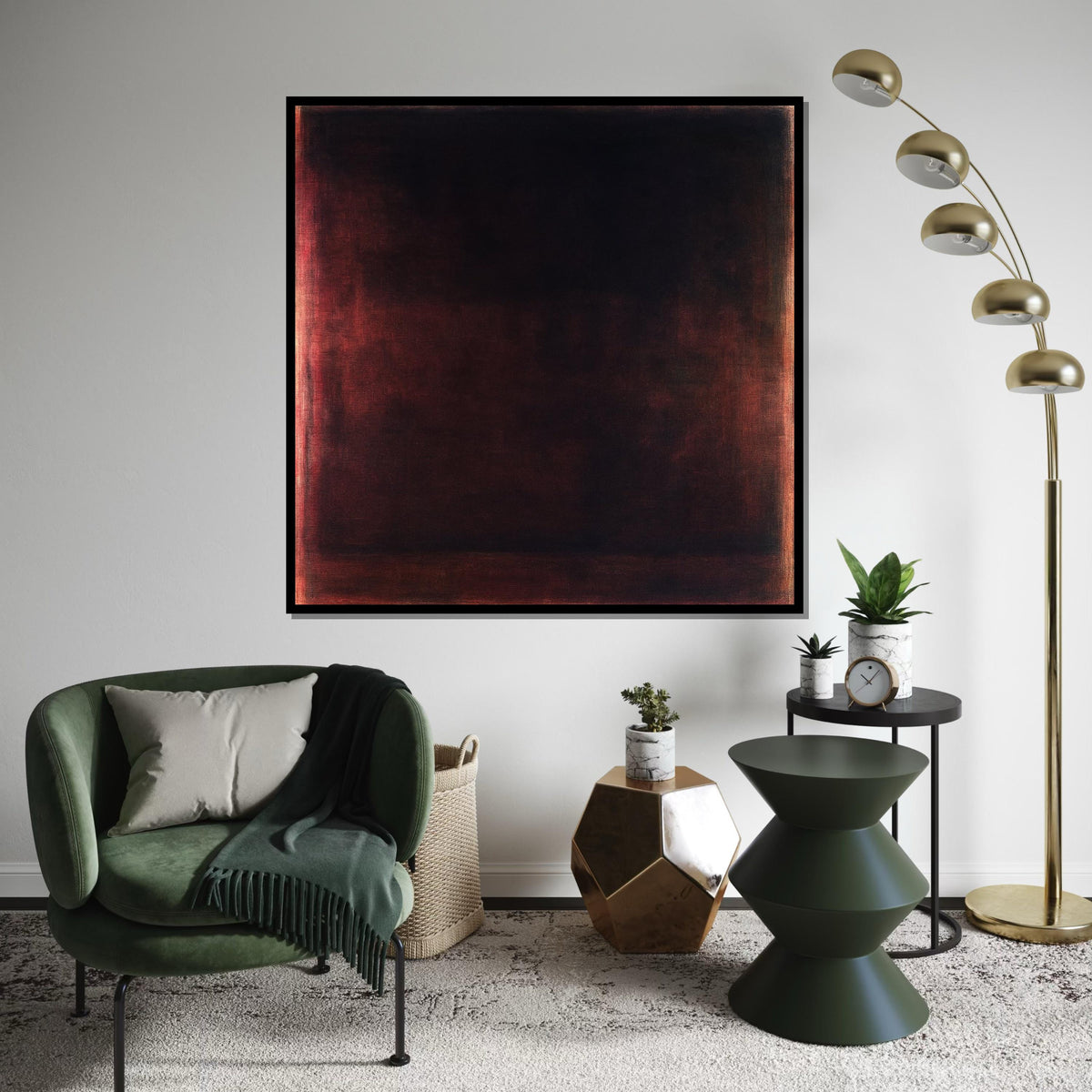 Dark Burgundy,Black Abstract Canvas Print, Rothko Inspired Minimalist Large Wall Art for Living Room Bedroom Office Decor