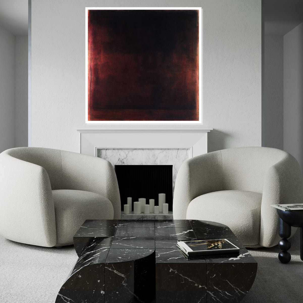 Dark Burgundy,Black Abstract Canvas Print, Rothko Inspired Minimalist Large Wall Art for Living Room Bedroom Office Decor