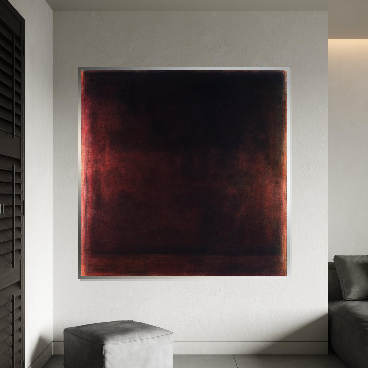 Dark Burgundy,Black Abstract Canvas Print, Rothko Inspired Minimalist Large Wall Art for Living Room Bedroom Office Decor