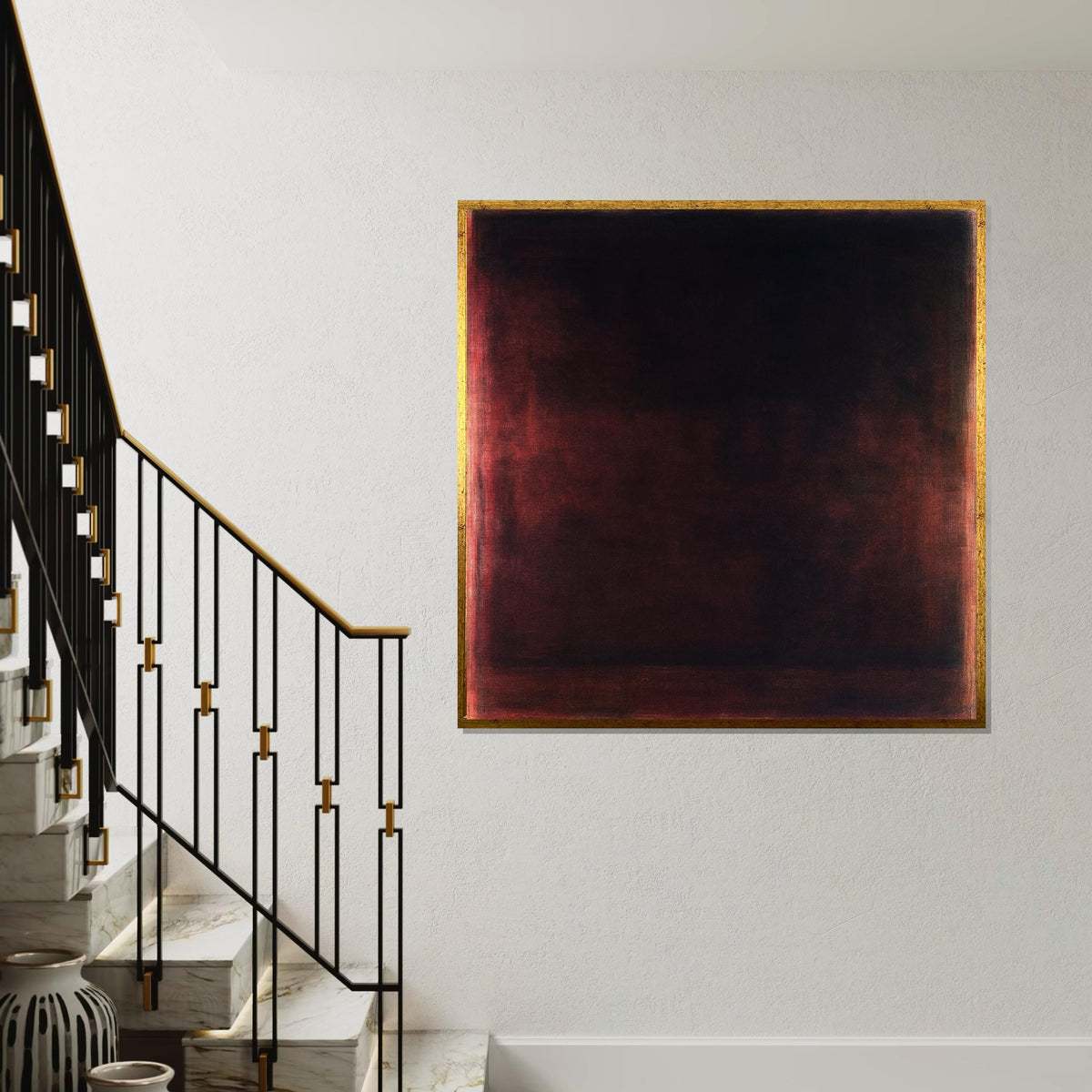 Dark Burgundy,Black Abstract Canvas Print, Rothko Inspired Minimalist Large Wall Art for Living Room Bedroom Office Decor