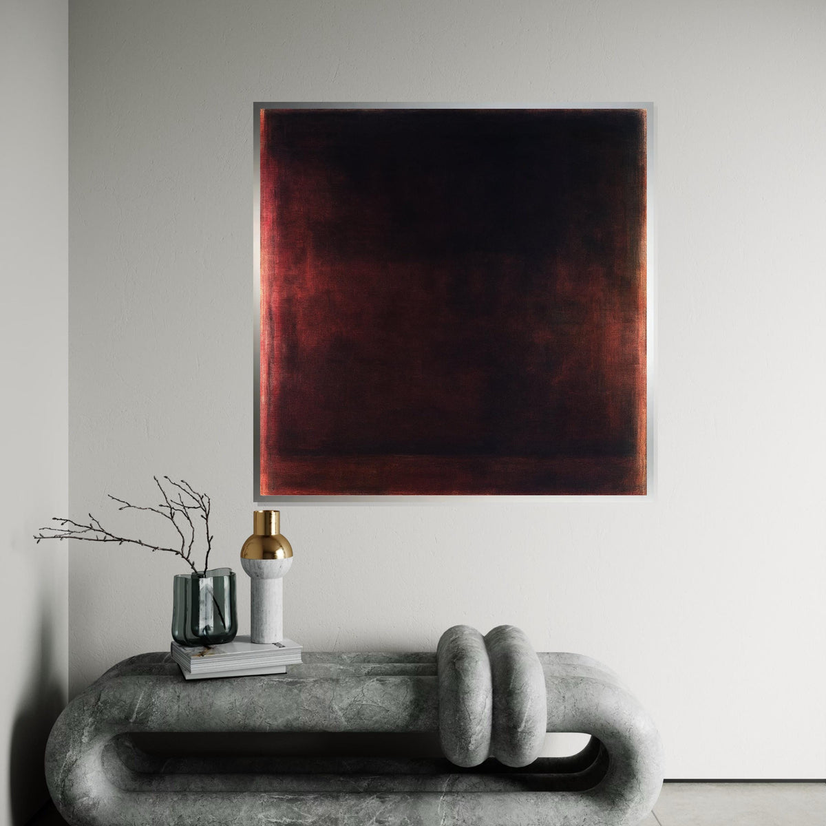 Dark Burgundy,Black Abstract Canvas Print, Rothko Inspired Minimalist Large Wall Art for Living Room Bedroom Office Decor
