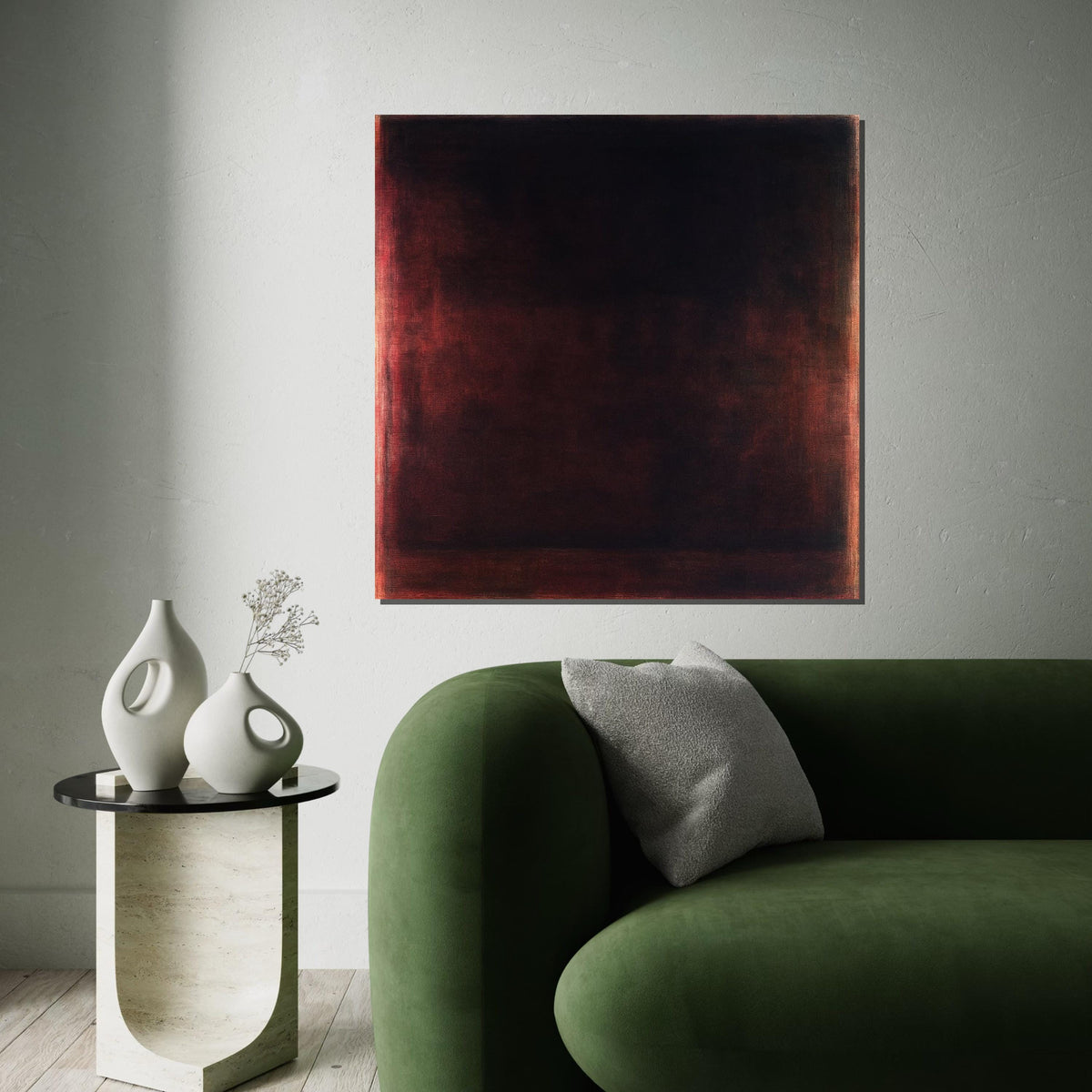 Dark Burgundy,Black Abstract Canvas Print, Rothko Inspired Minimalist Large Wall Art for Living Room Bedroom Office Decor