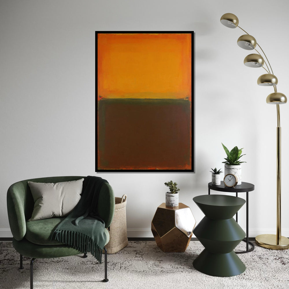Orange, Brown Abstract Canvas Print,Rothko Inspired Large Minimalist Wall Art, Modern Mid-Century Painting for Living Room Decor