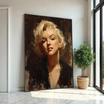 Vintage Hollywood Starlet Canvas Print – Oil-Painting Style Blonde Icon Portrait, Glam Wall Art for Bedroom Living Room Decor