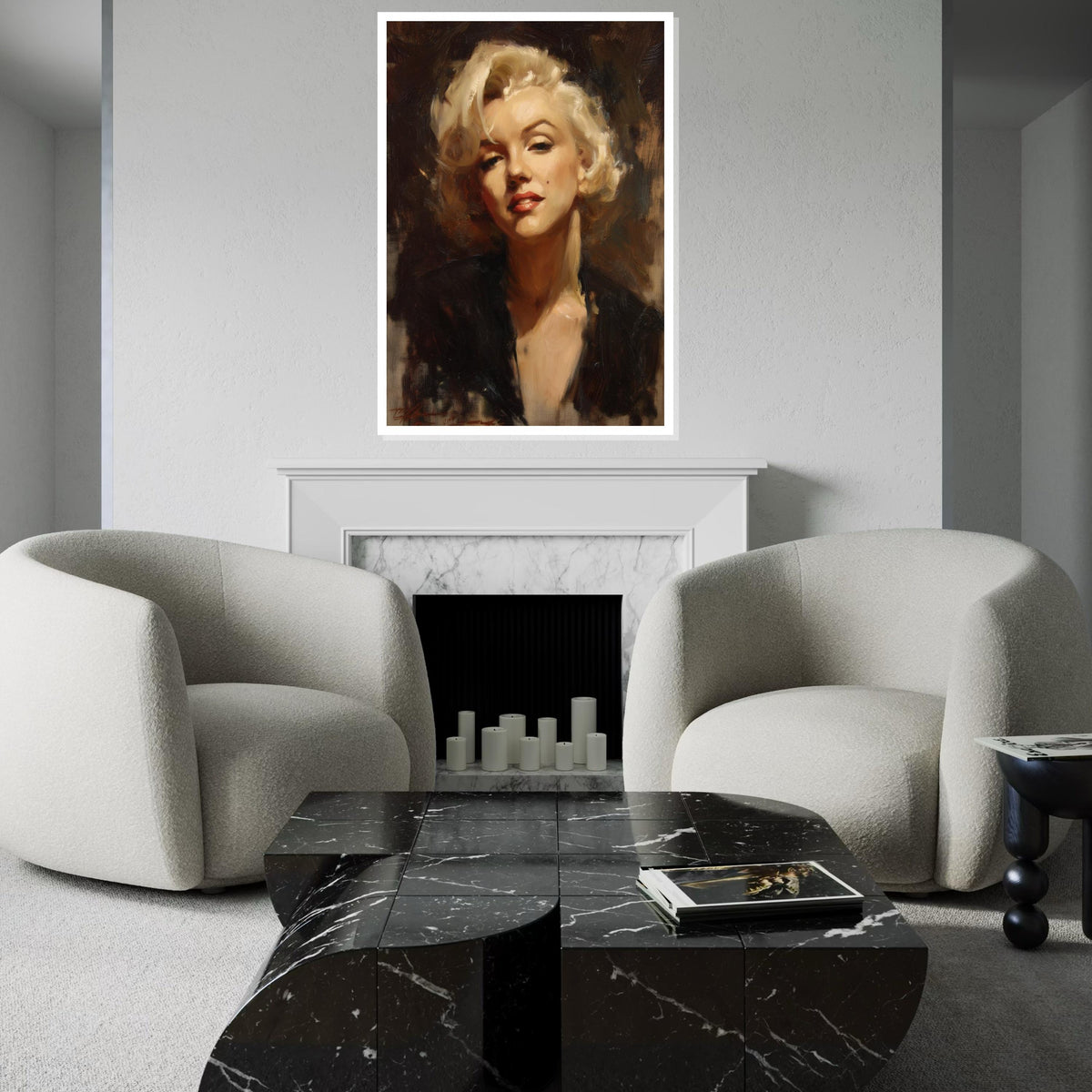 Vintage Hollywood Starlet Canvas Print – Oil-Painting Style Blonde Icon Portrait, Glam Wall Art for Bedroom Living Room Decor