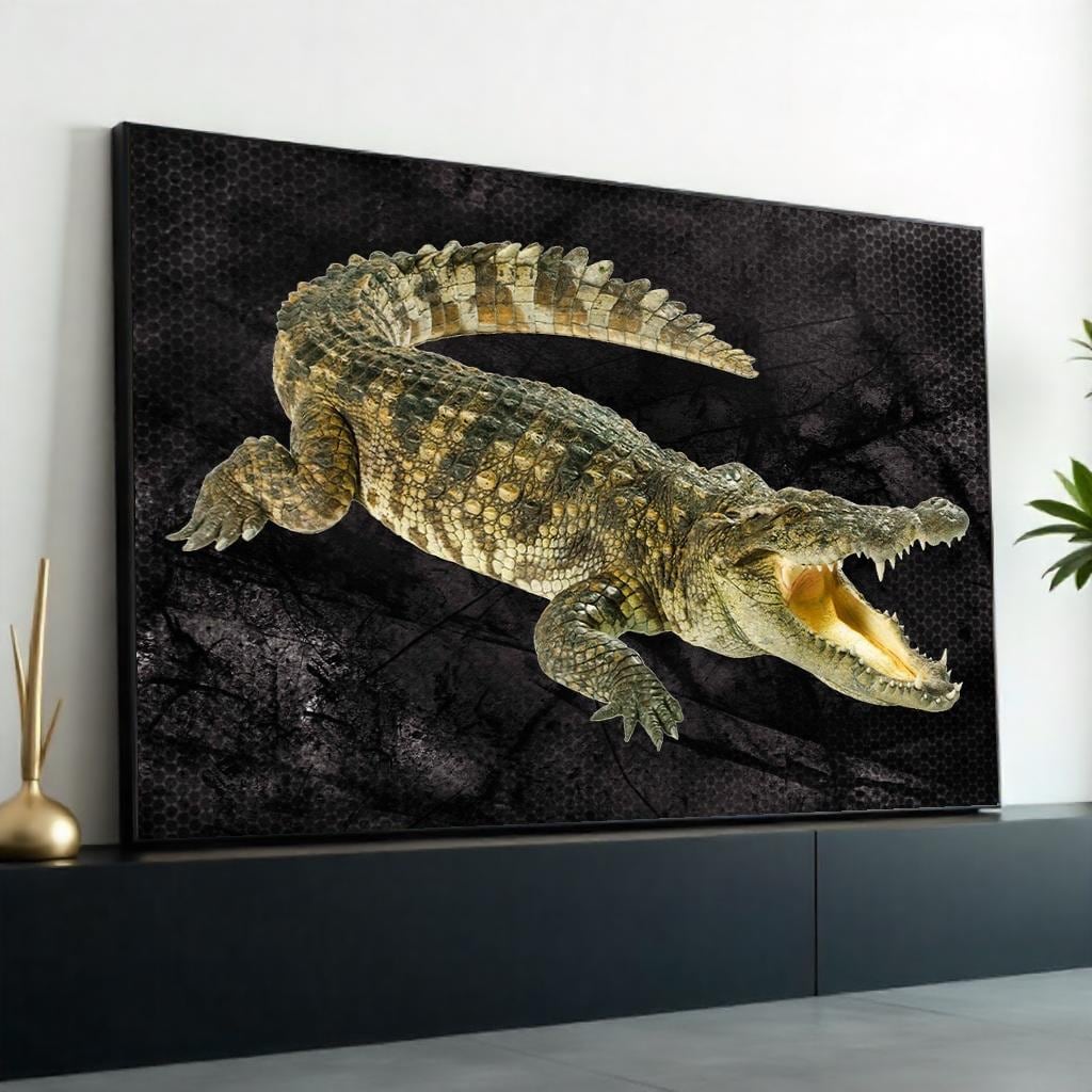 Crocodile Canvas Wall Art, Ferocious Crocodile Print, Animal Poster, Wall Art Canvas Design, Ready To Hang Decoration