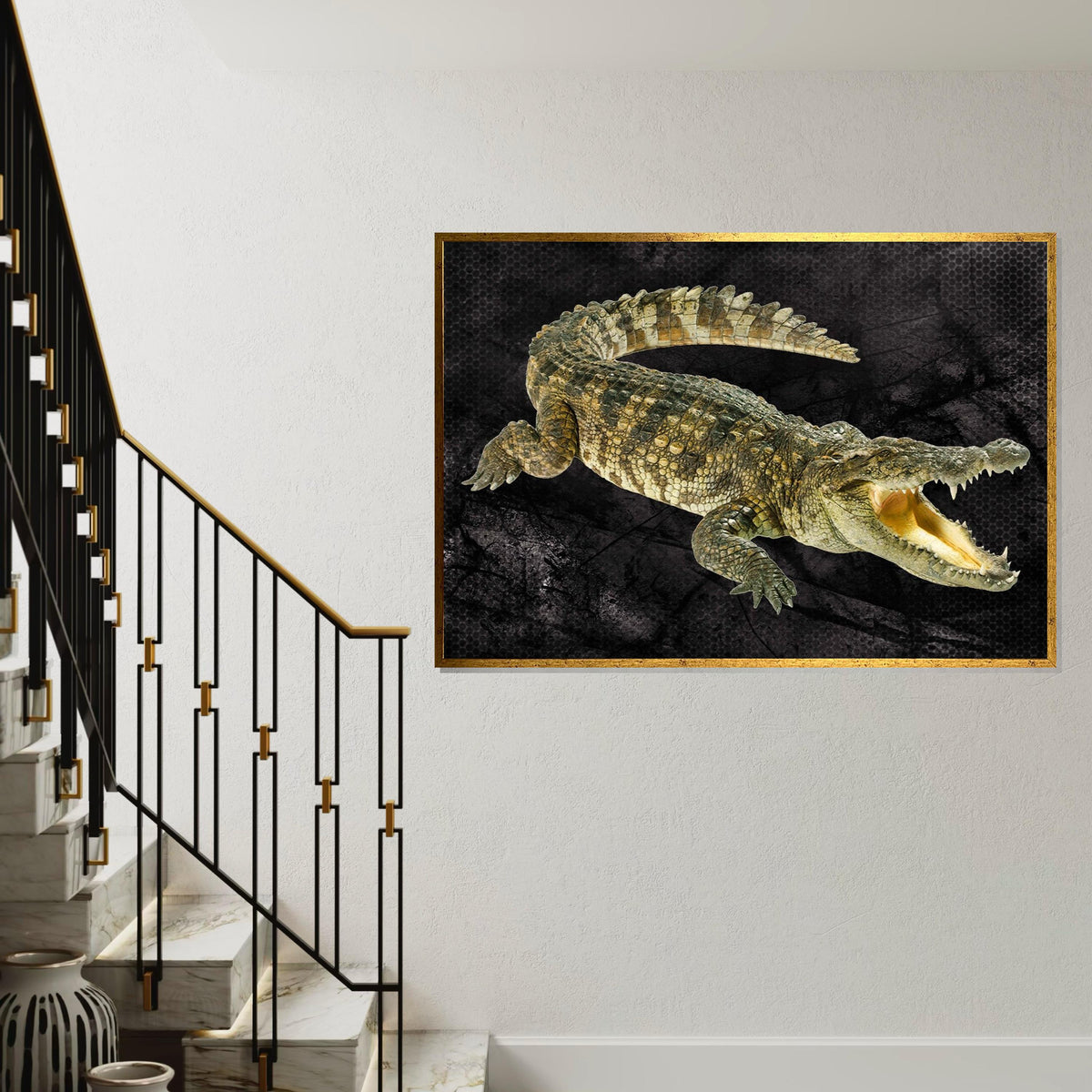 Crocodile Canvas Wall Art, Ferocious Crocodile Print, Animal Poster, Wall Art Canvas Design, Ready To Hang Decoration