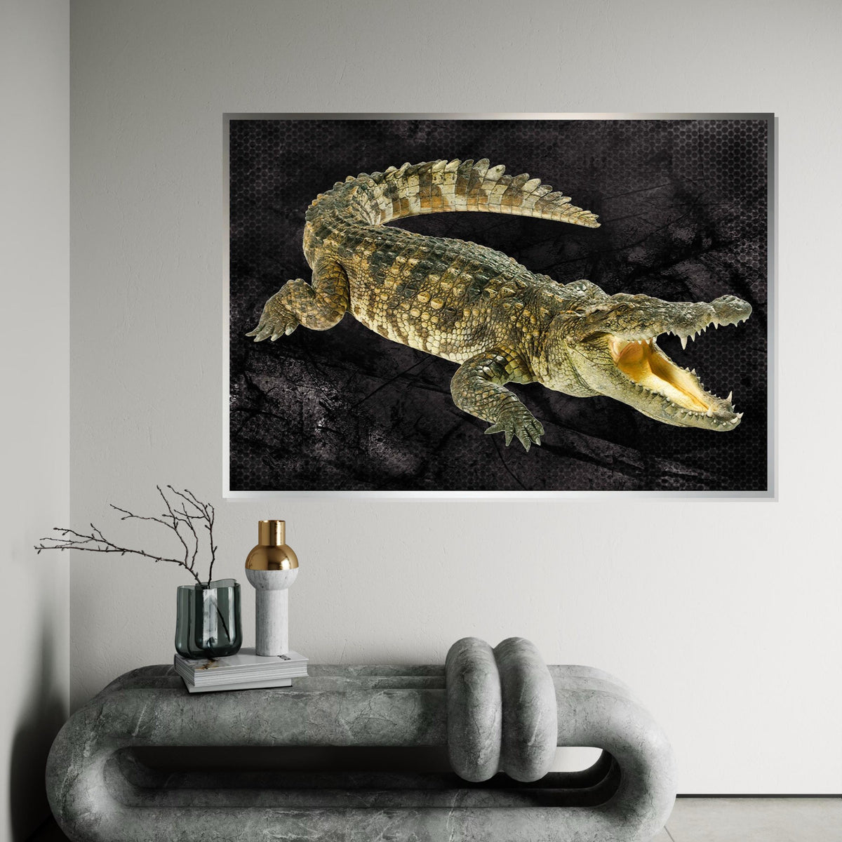 Crocodile Canvas Wall Art, Ferocious Crocodile Print, Animal Poster, Wall Art Canvas Design, Ready To Hang Decoration