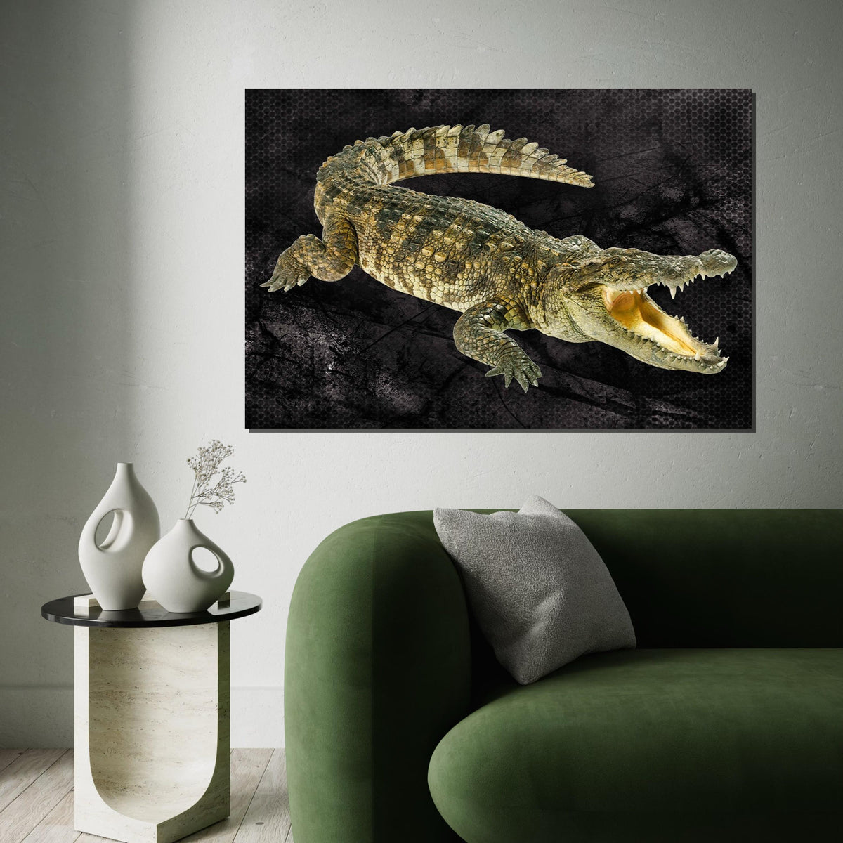 Crocodile Canvas Wall Art, Ferocious Crocodile Print, Animal Poster, Wall Art Canvas Design, Ready To Hang Decoration