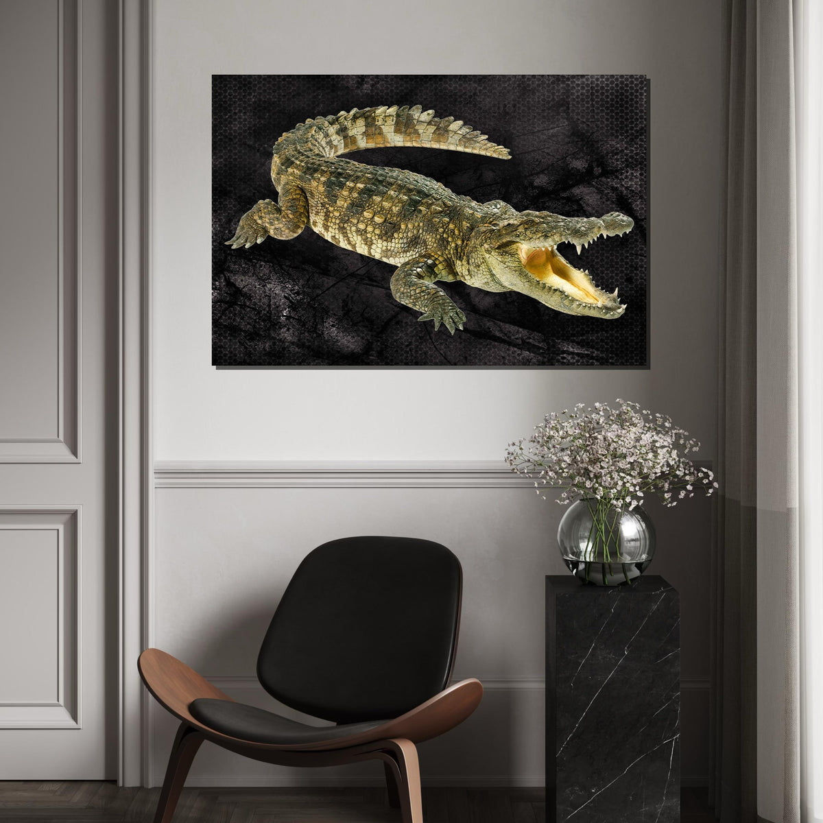 Crocodile Canvas Wall Art, Ferocious Crocodile Print, Animal Poster, Wall Art Canvas Design, Ready To Hang Decoration