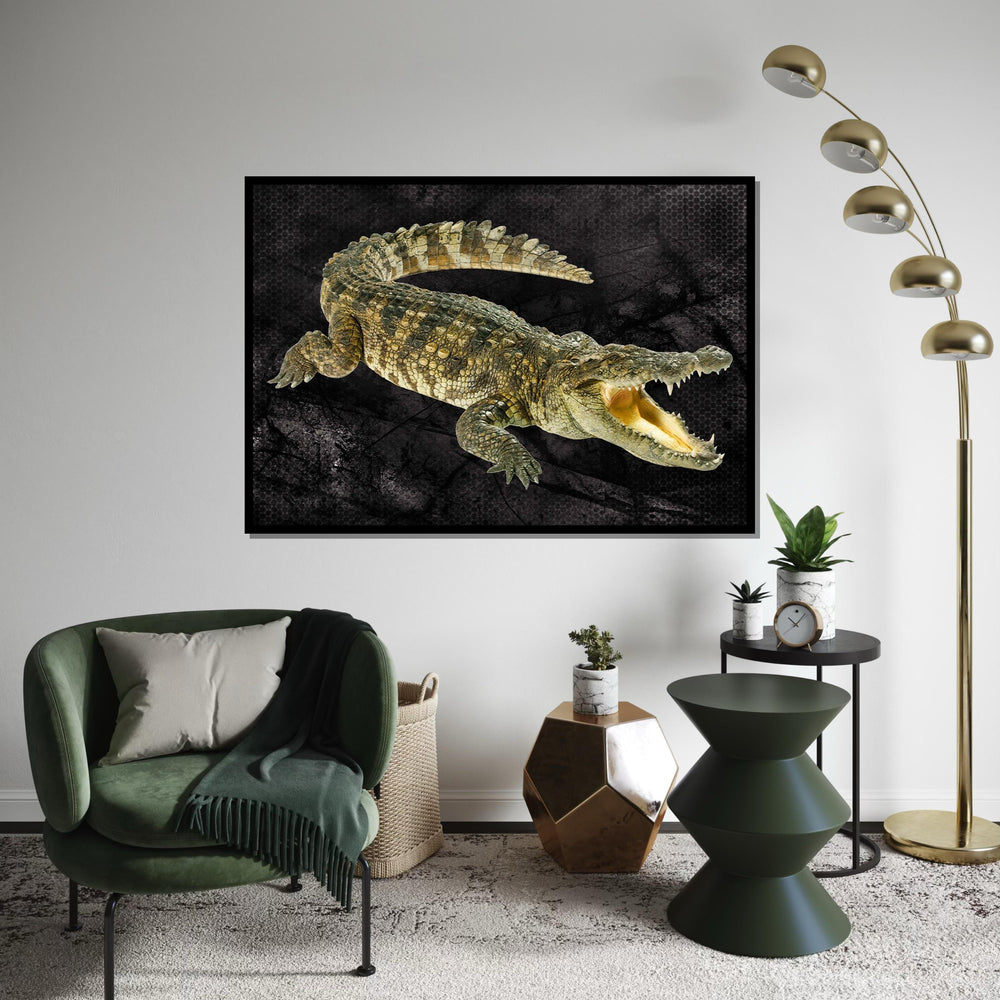 Crocodile Canvas Wall Art, Ferocious Crocodile Print, Animal Poster, Wall Art Canvas Design, Ready To Hang Decoration
