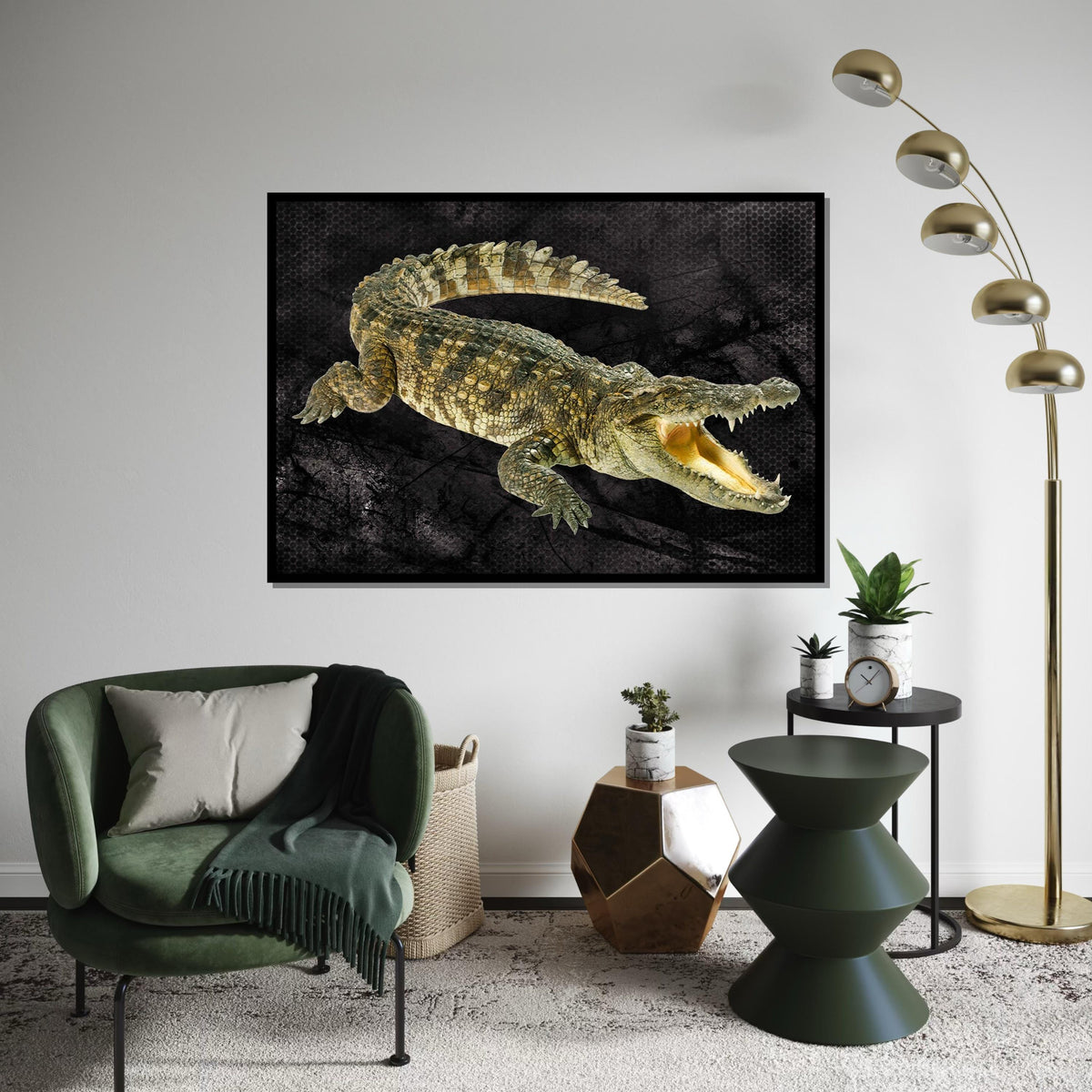 Crocodile Canvas Wall Art, Ferocious Crocodile Print, Animal Poster, Wall Art Canvas Design, Ready To Hang Decoration