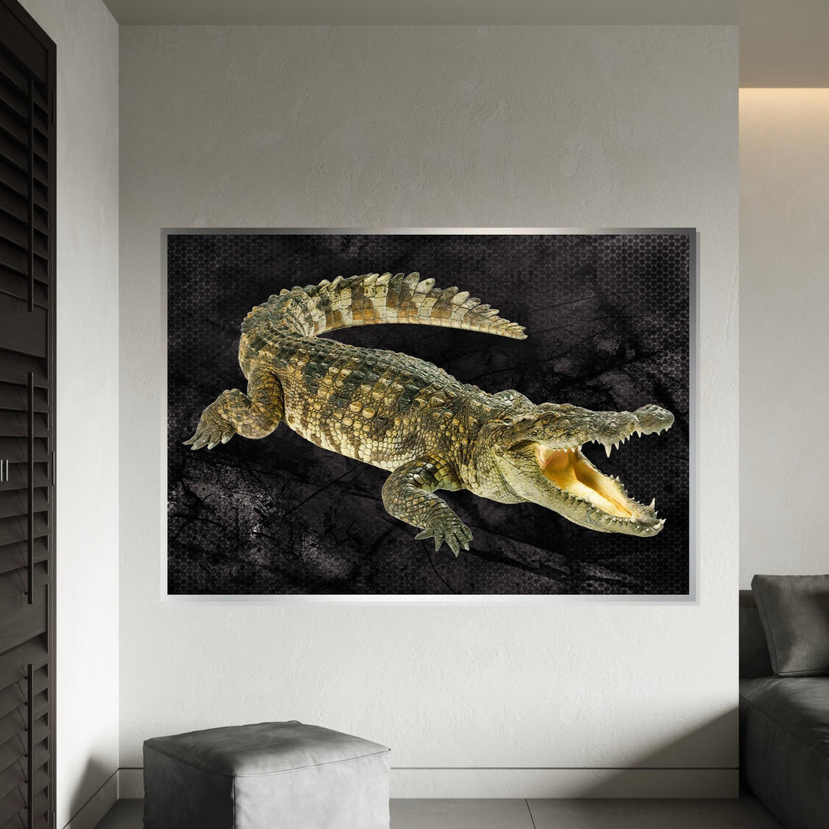Crocodile Canvas Wall Art, Ferocious Crocodile Print, Animal Poster, Wall Art Canvas Design, Ready To Hang Decoration