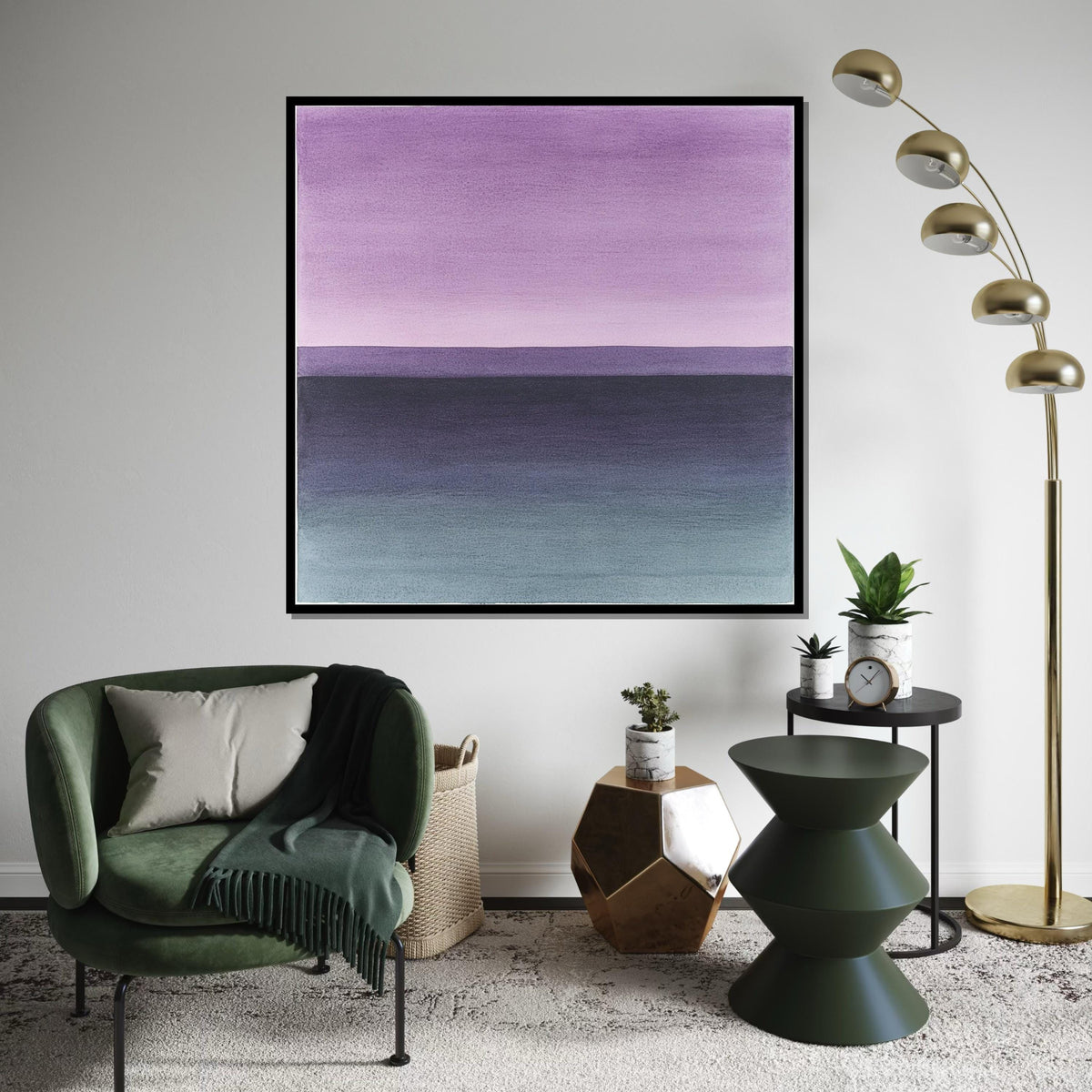 Mark Rothko, Purple & Teal Horizon Oil-Painting Style Canvas Print – Rothko Inspired Minimalist Abstract Wall Art, Modern Living Room Decor