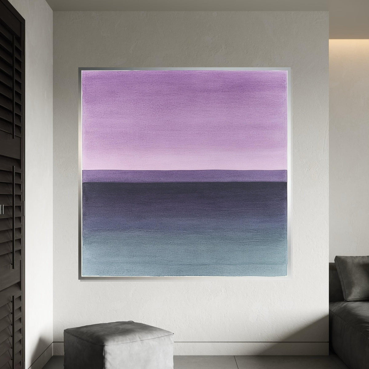 Mark Rothko, Purple & Teal Horizon Oil-Painting Style Canvas Print – Rothko Inspired Minimalist Abstract Wall Art, Modern Living Room Decor