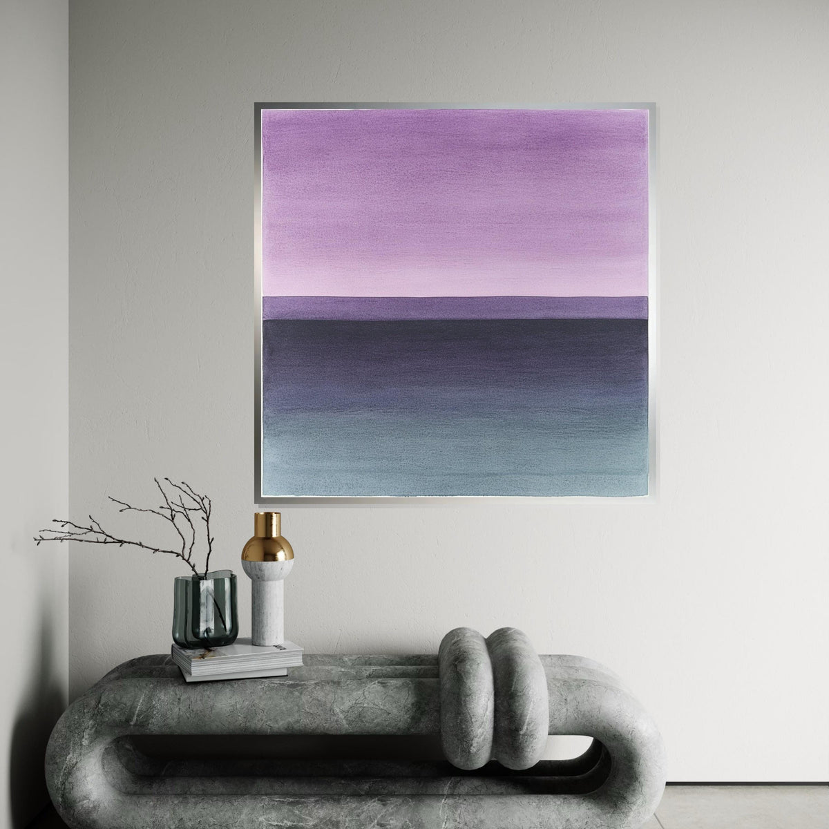 Mark Rothko, Purple & Teal Horizon Oil-Painting Style Canvas Print – Rothko Inspired Minimalist Abstract Wall Art, Modern Living Room Decor