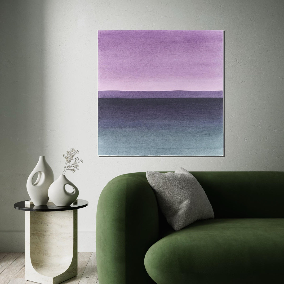 Mark Rothko, Purple & Teal Horizon Oil-Painting Style Canvas Print – Rothko Inspired Minimalist Abstract Wall Art, Modern Living Room Decor