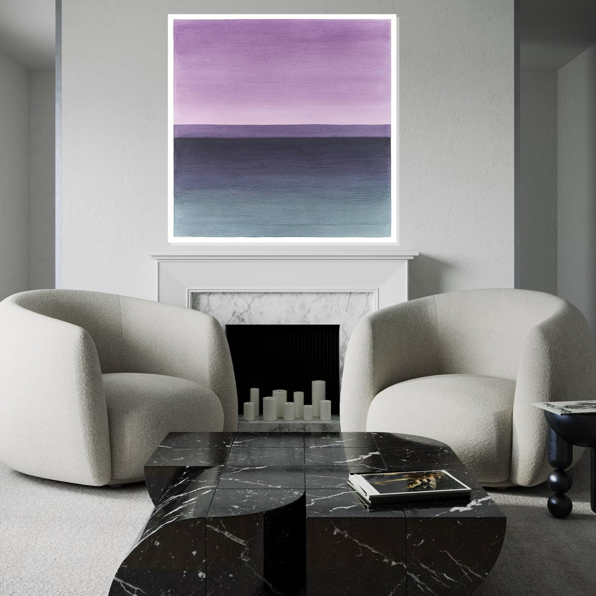 Mark Rothko, Purple & Teal Horizon Oil-Painting Style Canvas Print – Rothko Inspired Minimalist Abstract Wall Art, Modern Living Room Decor
