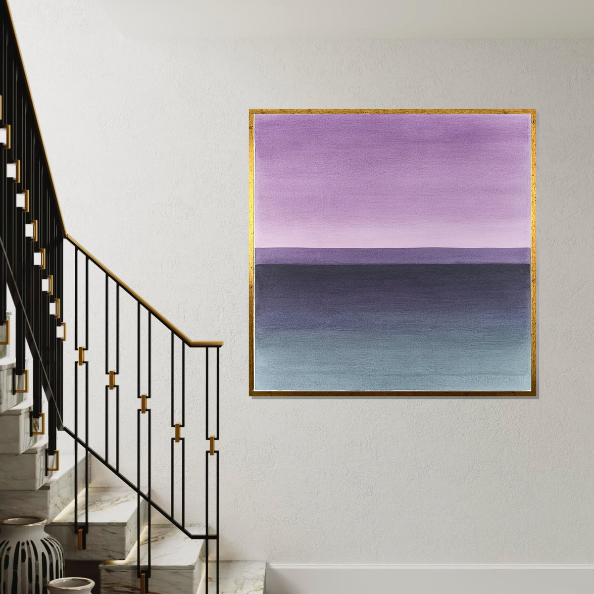 Mark Rothko, Purple & Teal Horizon Oil-Painting Style Canvas Print – Rothko Inspired Minimalist Abstract Wall Art, Modern Living Room Decor