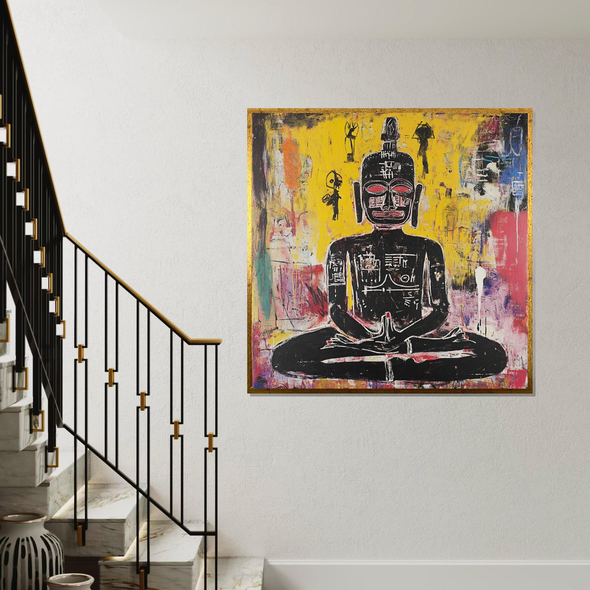 Abstract Buddha Canvas, Spiritual Wall Art, Colorful Meditation Print, Zen Art, Wall Art Canvas Design, Ready To Hang Decoration