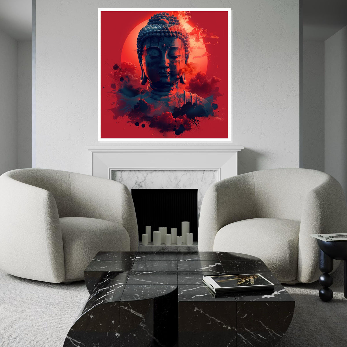 Zen Buddha Canvas, Buddha Art Print, Spiritual Wall Art, Tranquil Red Canvas, Wall Art Canvas Design, Ready To Hang Decoration