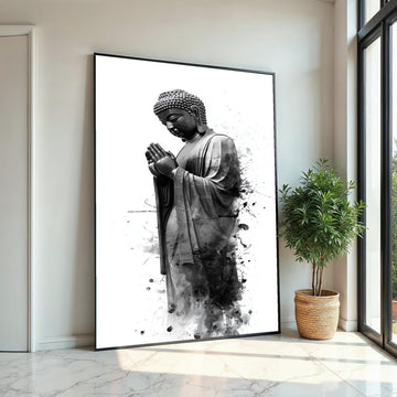 Buddha Serenity Canvas, Zen Wall Art, Buddha Ink Splash, Spiritual Poster, Wall Art Canvas Design, Ready To Hang Decoration