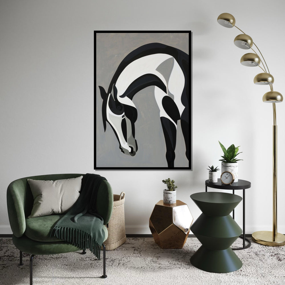 Abstract Horse Canvas, Black and White Horse Art, Animal Wall Decor, Wall Art Canvas Design, Ready to Hang Decoration