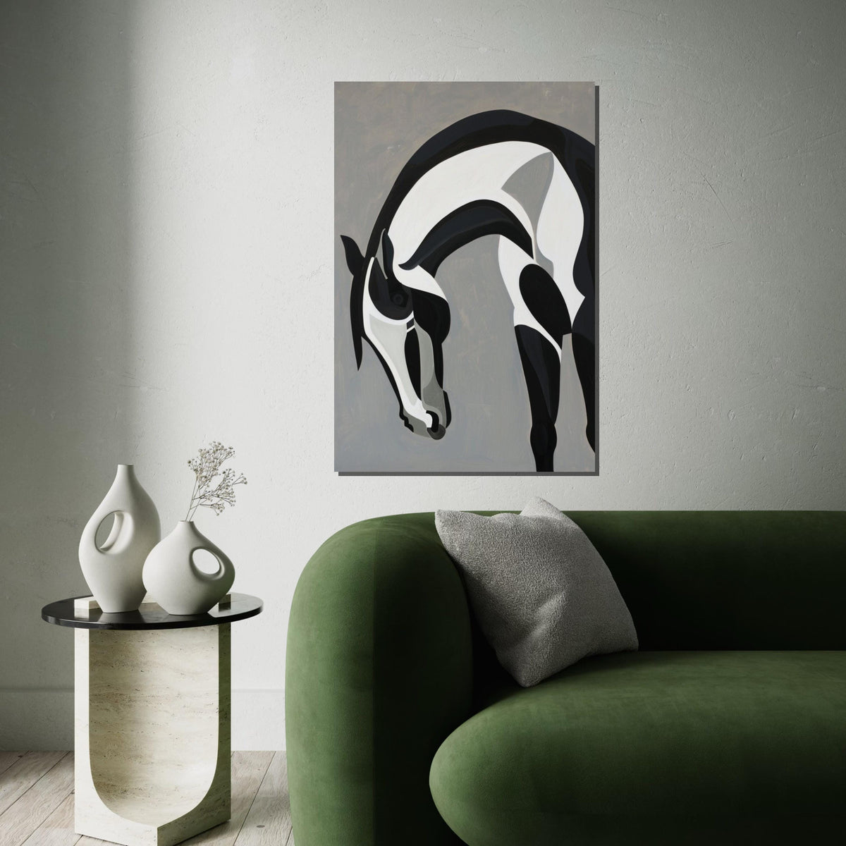 Abstract Horse Canvas, Black and White Horse Art, Animal Wall Decor, Wall Art Canvas Design, Ready to Hang Decoration