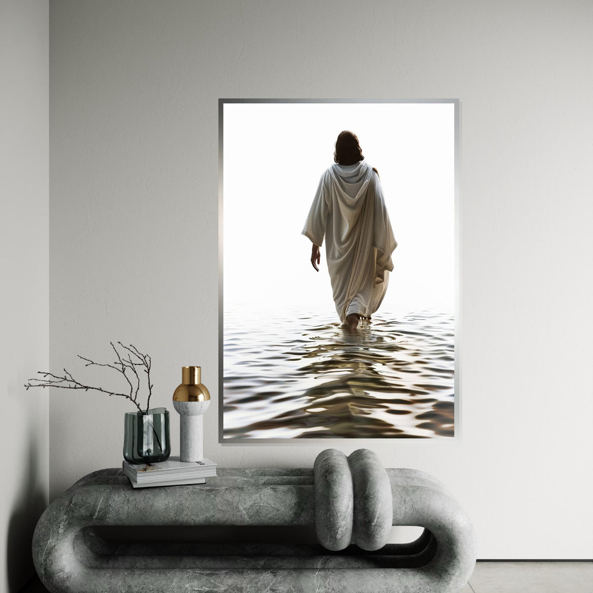 Divine Walk Canvas Art, Ethereal Figure on Water, Inspirational Wall Art, Spiritual Canvas Design, Ready To Hang Decoration, Peaceful