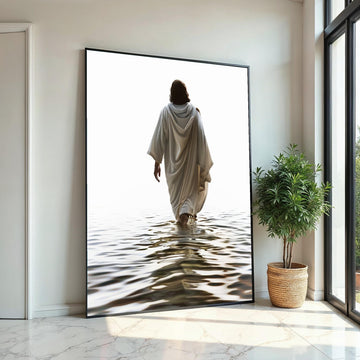 Divine Walk Canvas Art, Ethereal Figure on Water, Inspirational Wall Art, Spiritual Canvas Design, Ready To Hang Decoration, Peaceful