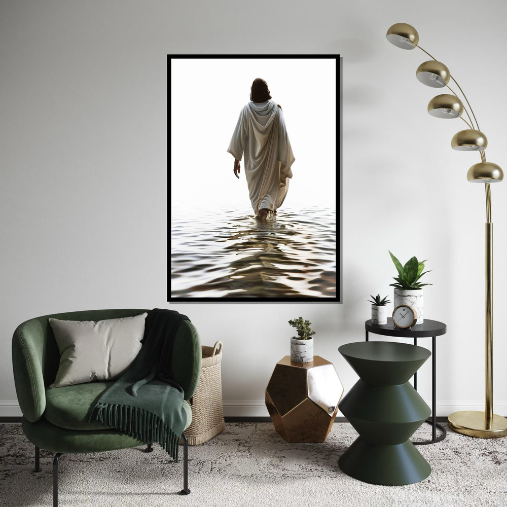 Divine Walk Canvas Art, Ethereal Figure on Water, Inspirational Wall Art, Spiritual Canvas Design, Ready To Hang Decoration, Peaceful