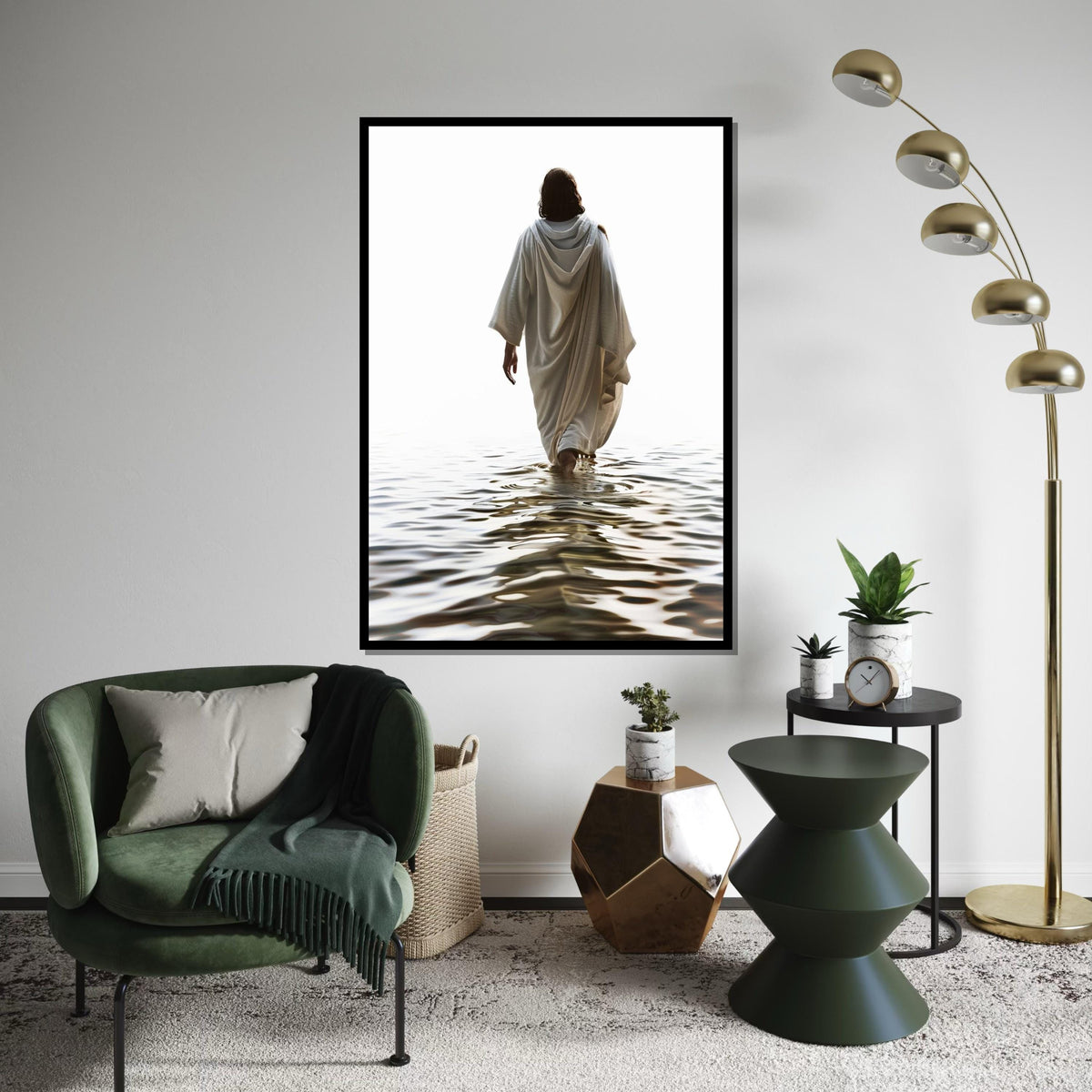 Divine Walk Canvas Art, Ethereal Figure on Water, Inspirational Wall Art, Spiritual Canvas Design, Ready To Hang Decoration, Peaceful