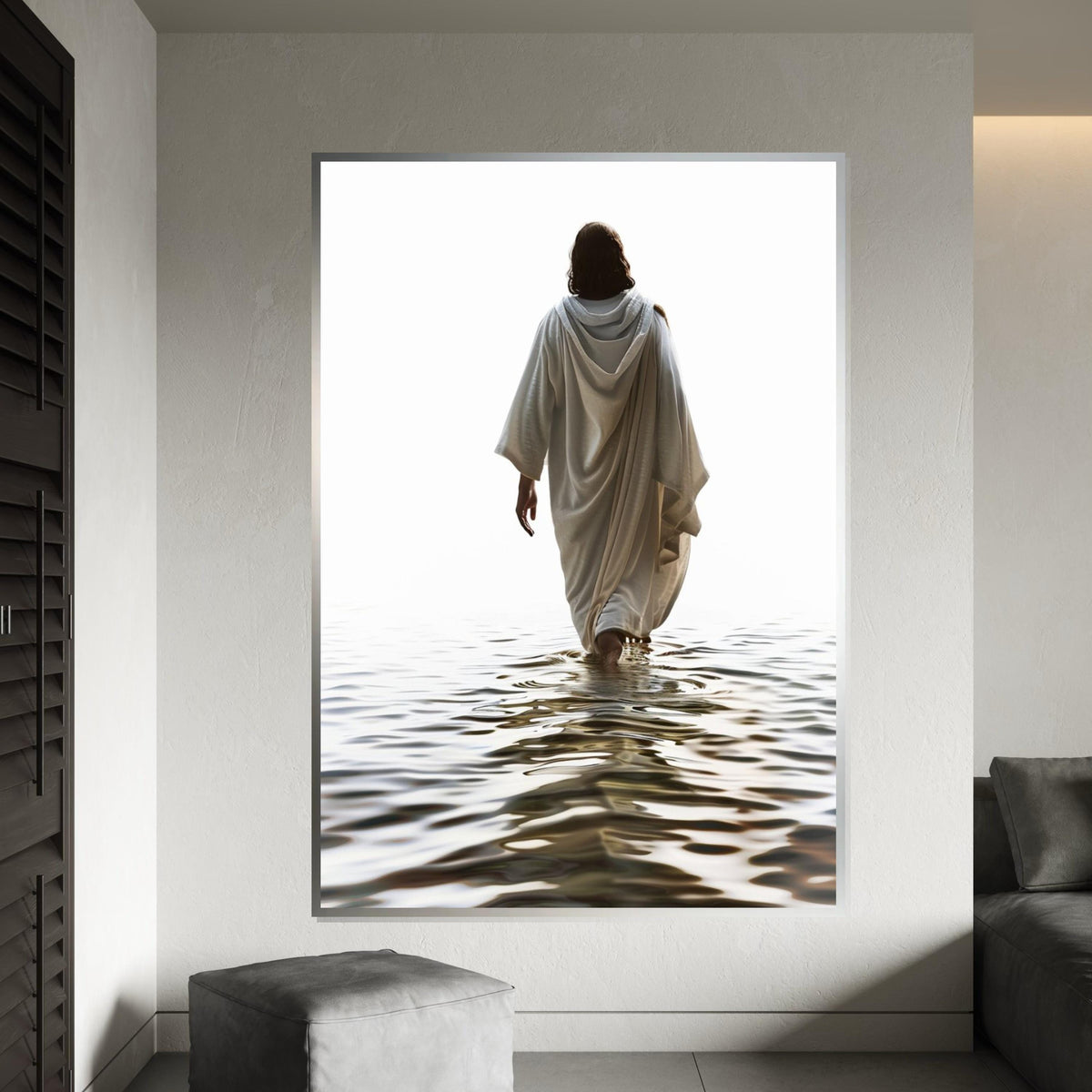 Divine Walk Canvas Art, Ethereal Figure on Water, Inspirational Wall Art, Spiritual Canvas Design, Ready To Hang Decoration, Peaceful