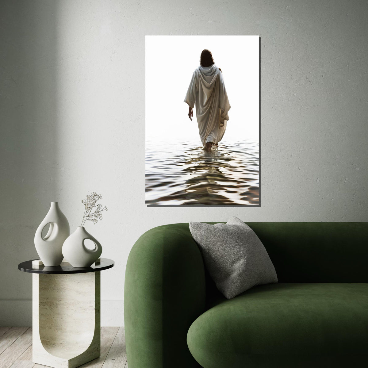 Divine Walk Canvas Art, Ethereal Figure on Water, Inspirational Wall Art, Spiritual Canvas Design, Ready To Hang Decoration, Peaceful